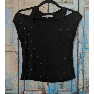 Rachel Roy Womens XS Black Polyester Studded Top